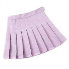 (Purple, 2XL A) Girls Women High Waisted Plain Pleated Skirt Skater Tennis School Uniforms A-line Mini Skirt With