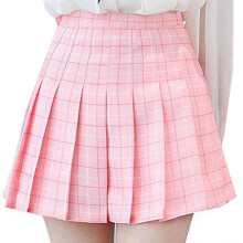 (Purple, 2XL B) Girls Women High Waisted Plain Pleated Skirt Skater Tennis School Uniforms A-line Mini Skirt With