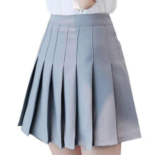 (Gray, XS A) Girls Women High Waisted Plain Pleated Skirt Skater Tennis School Uniforms A-line Mini Skirt With