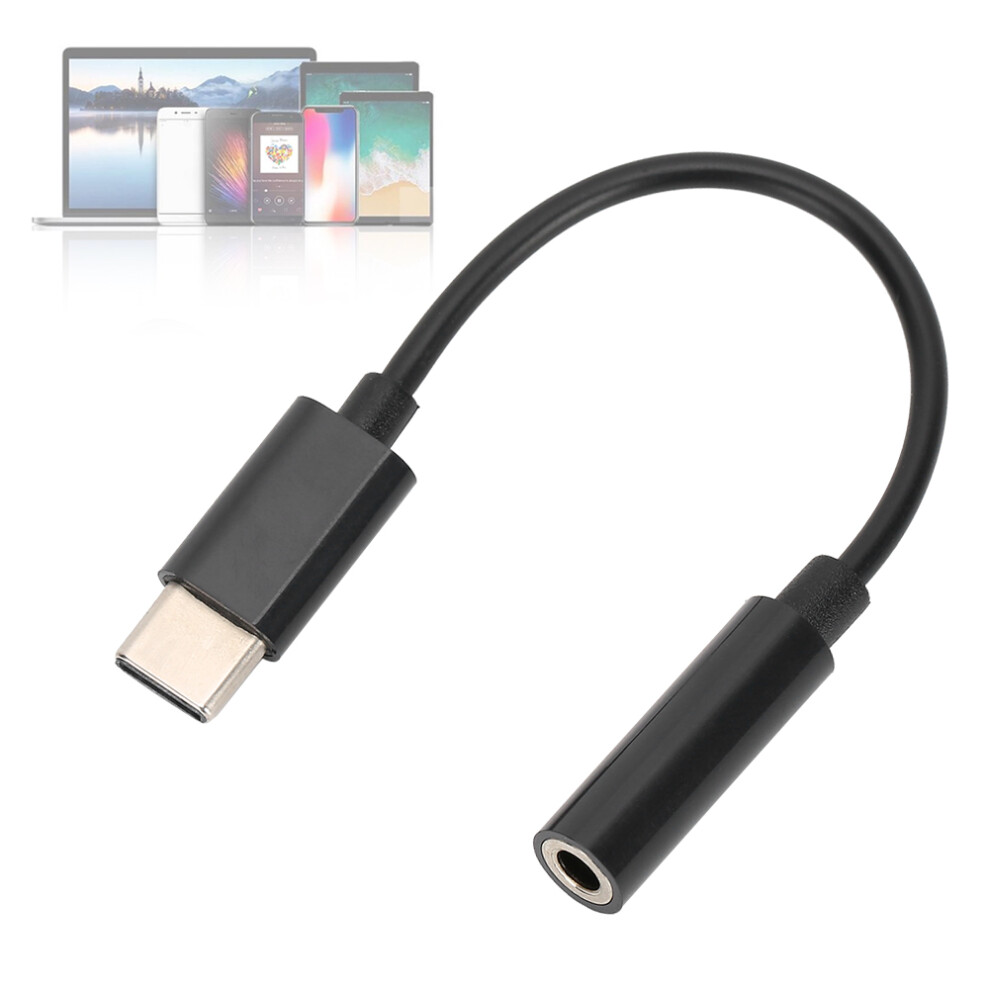 Usb-C To 3.5Mm Aux Adapter Cord For Earphones And Headphones Black 6951392358481