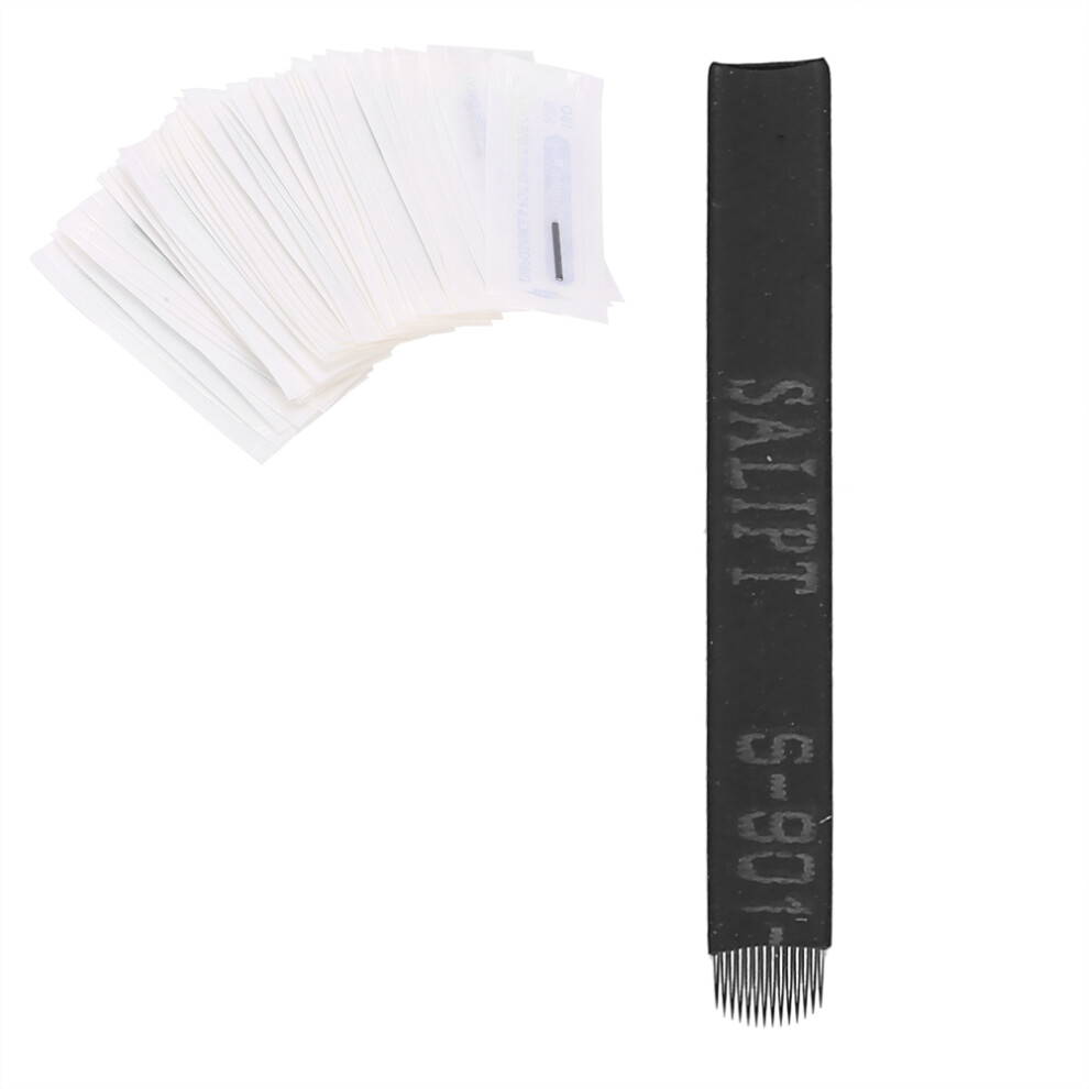 50pcs Microblading Needles Set - 0.18mm High Precision Steel Eyebrow Tattoo Kit