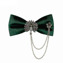 Men's Velvet Bow Tie with Boring Sparrow Adjustable Handmade Velvet Tie (green) - DD01