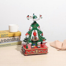 (A)Christmas Children's Gift Wooden Music Box Decoration Tree Music Box Gift Kindergarten Gift Rocking Horse Ornaments - RIpj