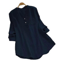 (2xl,navy blue)Womens Baggy T-Shirt Tunic Tops Ladies Summer Loose Long Sleeve Blouse Plus - Ri