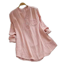 (l,Pink)Womens Baggy T-Shirt Tunic Tops Ladies Summer Loose Long Sleeve Blouse Plus - Ri