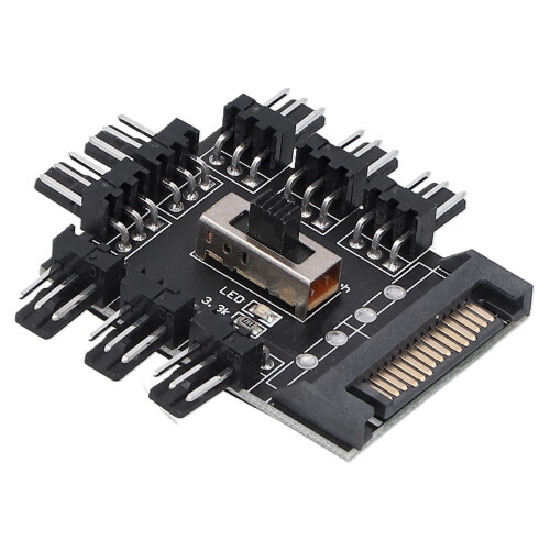 Computer Fan Hub Splitter 8-Way 3Pin Speed Controller SATA EZ20320