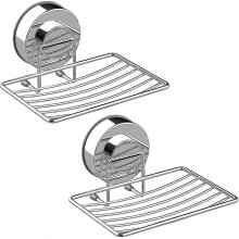2 Pack Suction Cup Soap Dish 304 Stainless Steel Sponge Holder Durable Storage Tray for Bathroom And Kitchen No Drilling,silver - Ri