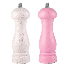 (Off-white pink) High Quality Oak Wood Salt And Pepper Grinder Adjustable Coarseness And Refillable - Pjun