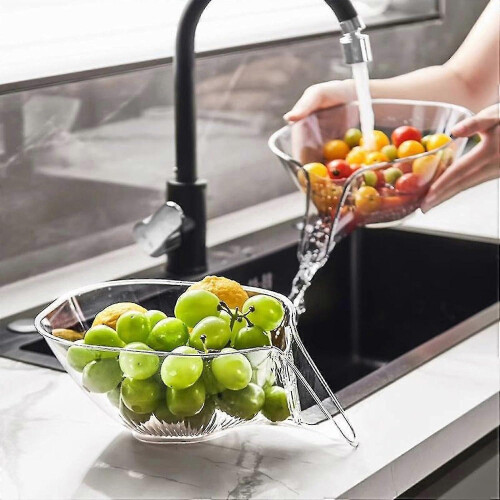 Drain Basket Multi-Functional Plastic Draining Bowl,Washing Vegetable Fruit Salad (Grey) - RIpj 2