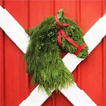 2X Horse Wreaths for Front Door Beautiful Christmas Horse Christmas Training Horse Wreath, Artificial Wreaths