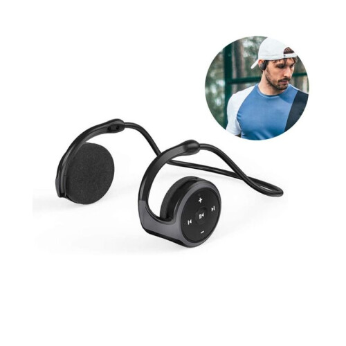 Wireless Bluetooth sports headphones, lightweight and foldable, with memory card support – Black 1