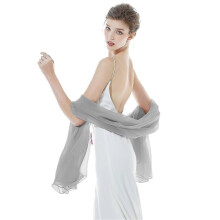 (Grey) Shawlswrapsforwomenweddingevening Partybride Bridesmaid Lightweight Silky Solid Scarves Summer Sheer Large Bikini Cover Up