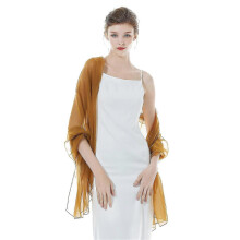 (Ochre Brown) Shawlswrapsforwomenweddingevening Partybride Bridesmaid Lightweight Silky Solid Scarves Summer Sheer Large Bikini Cover Up