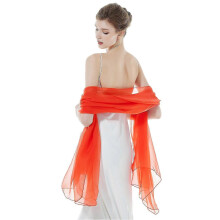 (Orange Red) Shawlswrapsforwomenweddingevening Partybride Bridesmaid Lightweight Silky Solid Scarves Summer Sheer Large Bikini Cover Up