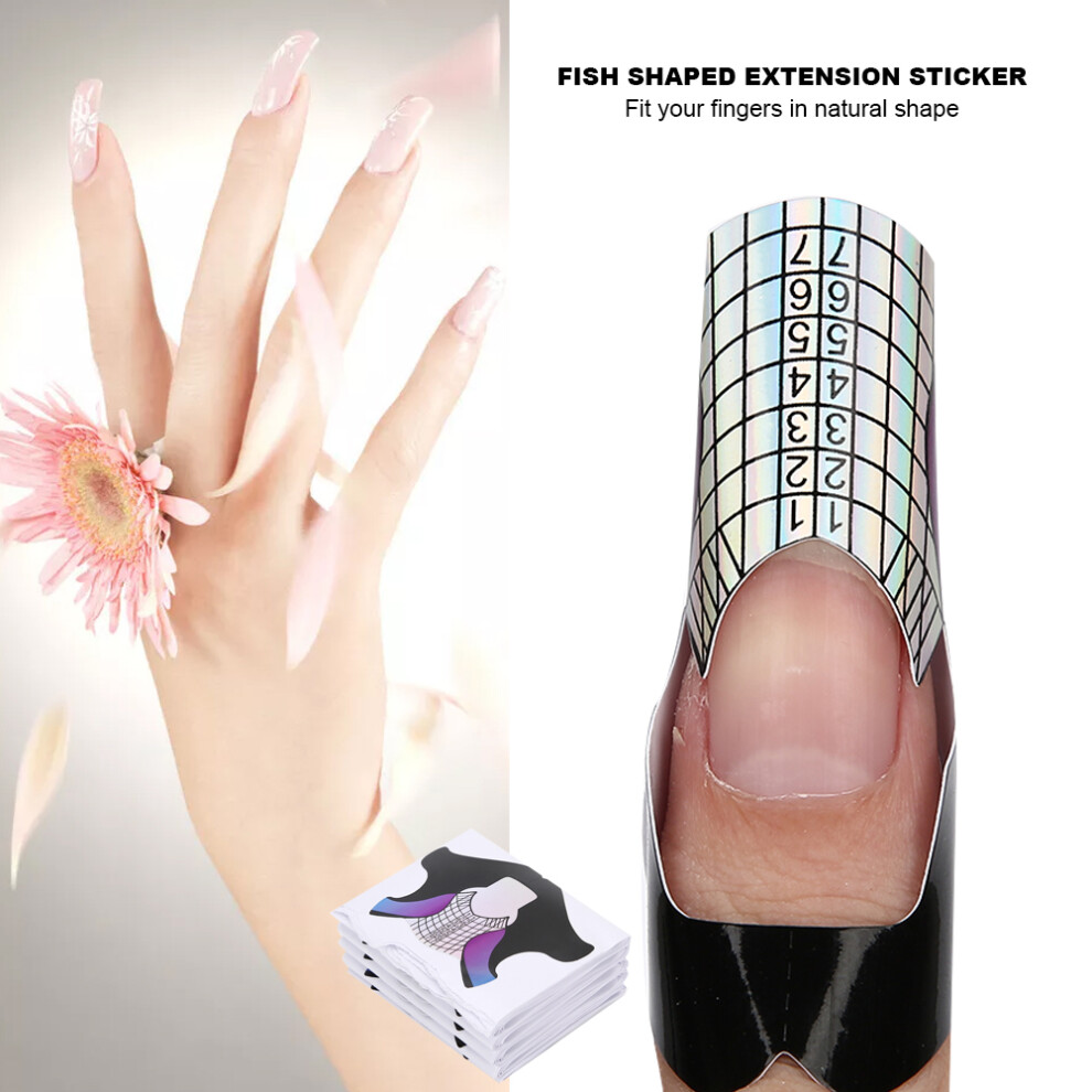 Colorful Fish-Shaped Nail Extension Stickers 100pcs, Manicure Accessory