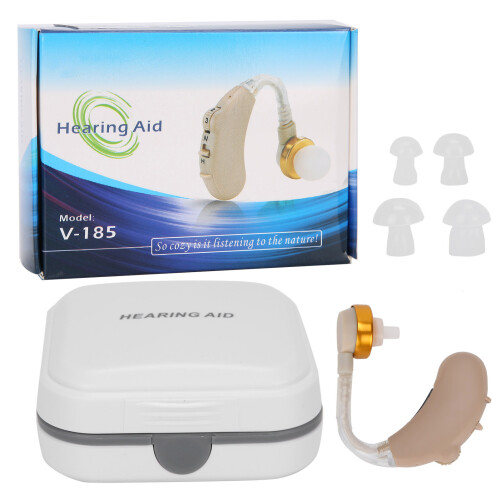 Portable Hearing Aids Set with Earplugs, Storage Box, 130dB Max Output 1