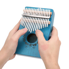 Portable Mahogany Kalimba Thumb Piano 17-Key Blue, 110mm–185mm