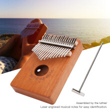 Small Mahogany 17-Key Kalimba Thumb Piano - Natural, Blue & Coffee