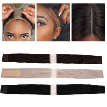 3pcs Velvet Wig Grip Bands, Adjustable, 54cm, Black/Beige/Brown