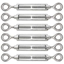 2025 New 6 Pieces Cable Tensioner M5 Adjustable 304 Stainless Steel Cable Tensioner Eye and Eye for Wire Tensioner Cable Steel Rope Tensioner Hook Acc