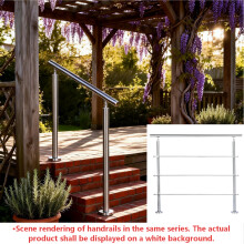 (180cm 3 Cross Bar) Adjustable Angle Stainless Steel Handrail for Slopes and Stairs - w/ Installation Kit, Multi Size/Styles Available