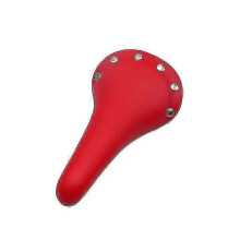 (Red) Bicycle Saddle Soft Pu Leather Road Bike Rivet Seat Cushion Racing Saddle Cover Comfortable Waterproof Vintage Cycling Saddle[HsSs]