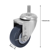 304 Stainless Steel Trolley Wheel Bracket M10 2 Inch Dark Gray