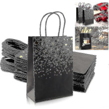24pcs Kraft Paper Gift Bags, Hot Stamped Kraft Paper Gift Bags with Golden Heart