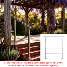 (80cm 3 Cross Bar) Adjustable Angle Stainless Steel Handrail for Slopes and Stairs - w/ Installation Kit, Multi Size/Styles Available