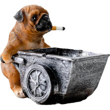 Smoking Bulldog Cigar Ashtray Resin Trolley Dog Cigarette Ashtray Grooves Ash Holder Bully Dog Ash Tray Animal Statue Cool Dog Ashtray for Fathers Day