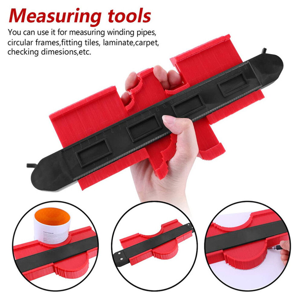 10In Multi-Function Double Lock Contour Gauge Ruler, Red, Abs 7621379756003