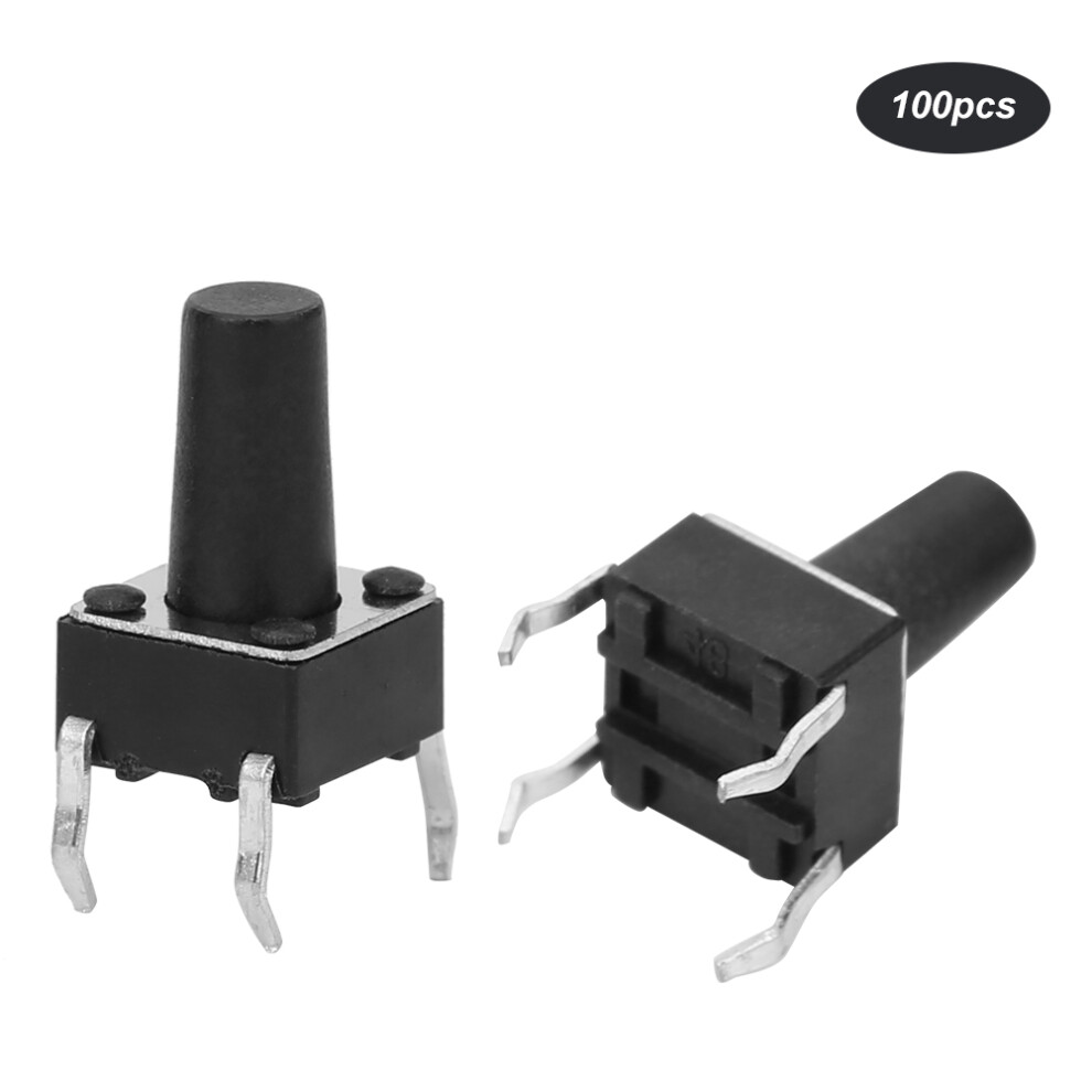 100Pcs Tactile Switch Momentary 6x6x10mm DIP