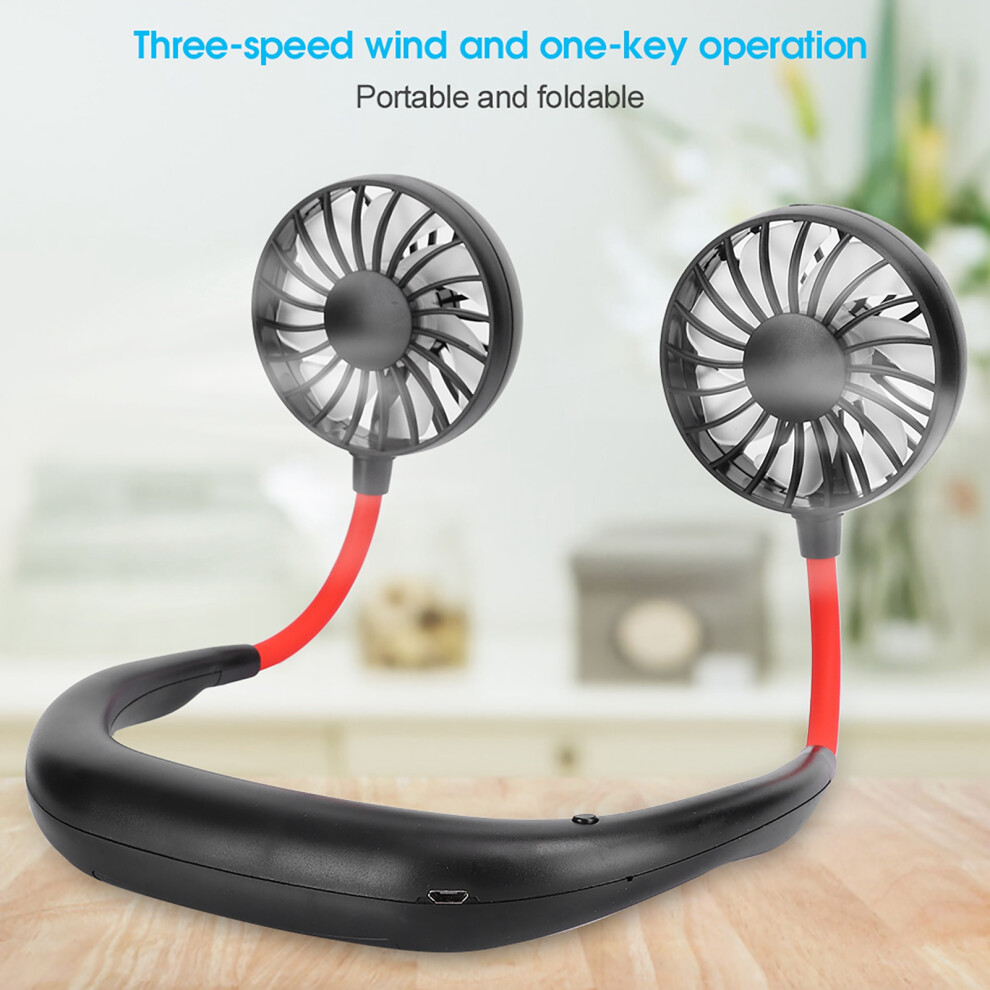 Mini Neckband Fan, Usb Rechargeable, 3-Speed, 1200Mah Battery 7901392123632
