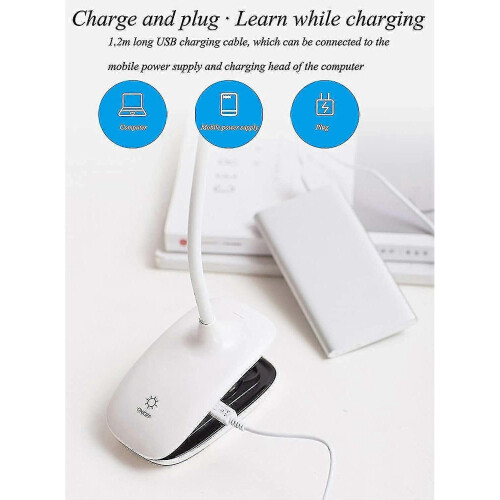 (White) Led Clip-on Reading Lamp Dimmable Eye Protection Table Lamp 1