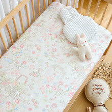 (Monet's Garden, 70x120cm) 3 Pack 100% cotton gauze Cot Bed Sheets Fitted Cot Sheets