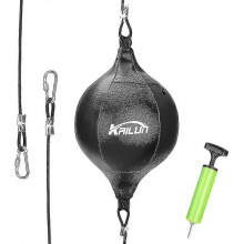 (black) Leather Speed Ball Hanging Boxing Punching Ball,for Gym Mma Punch Bag - Ya