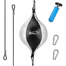 (White) Leather Speed Ball Hanging Boxing Punching Ball,for Gym Mma Punch Bag - Ya