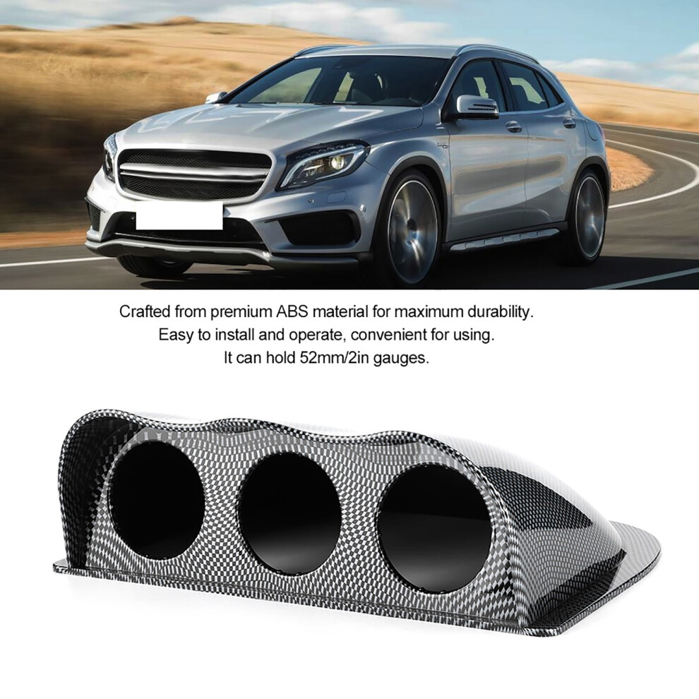 Universal 2In 3-Hole Dash Gauge Pod Mount Carbon Fiber Style For Cars & Trucks 4191392372854