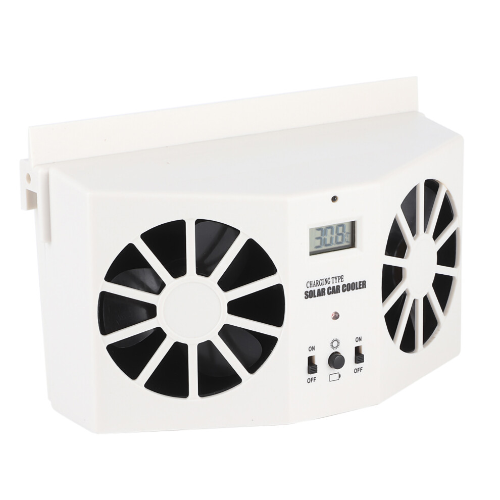 Solar Car Fan Air Ventilator Exhaust Radiator 12V Portable Cooling White 4931392371613