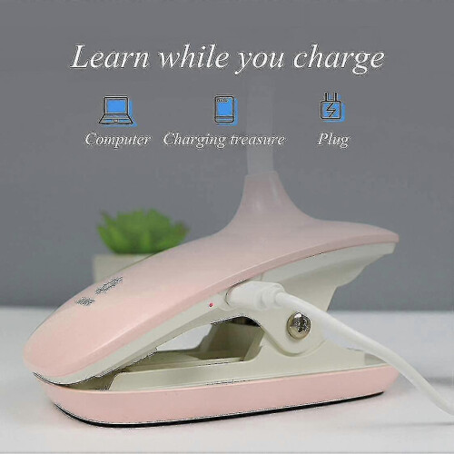 (Pink) Led Clip-on Reading Lamp Dimmable Eye Protection Table Lamp 1
