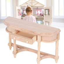 Wooden Doll House Half Round Drawer Desk - 12x4x7.5cm for DIY Miniature Creations