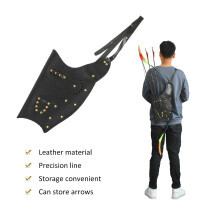 Leather Archery Bag Black 46x28x5cm for Hunting Indoor Outdoor
