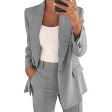 (S, Grey) Womens 2pce Light Suit Blazer+trousers