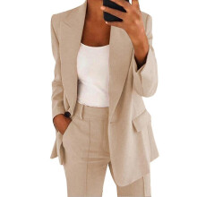 (5XL, Khaki) Womens 2pce Light Suit Blazer+trousers