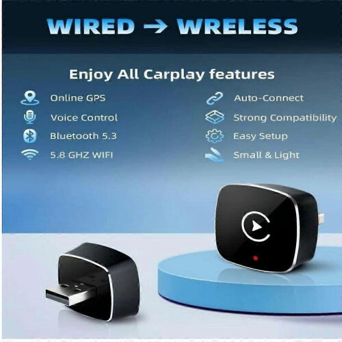 (Black) Relativelk Carplay,Relativelk Wireless Carplay for Wired CarPlay & Android Auto 2