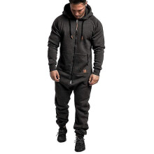 (grey, M) Men's Hooded Jumpsuits Tracksuit