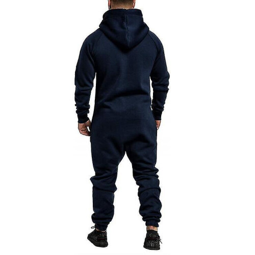(navy blue, S) Men's Hooded Jumpsuits Tracksuit 2