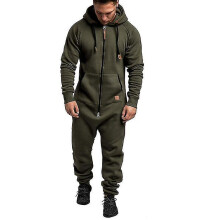 (dark green, S) Men's Hooded Jumpsuits Tracksuit