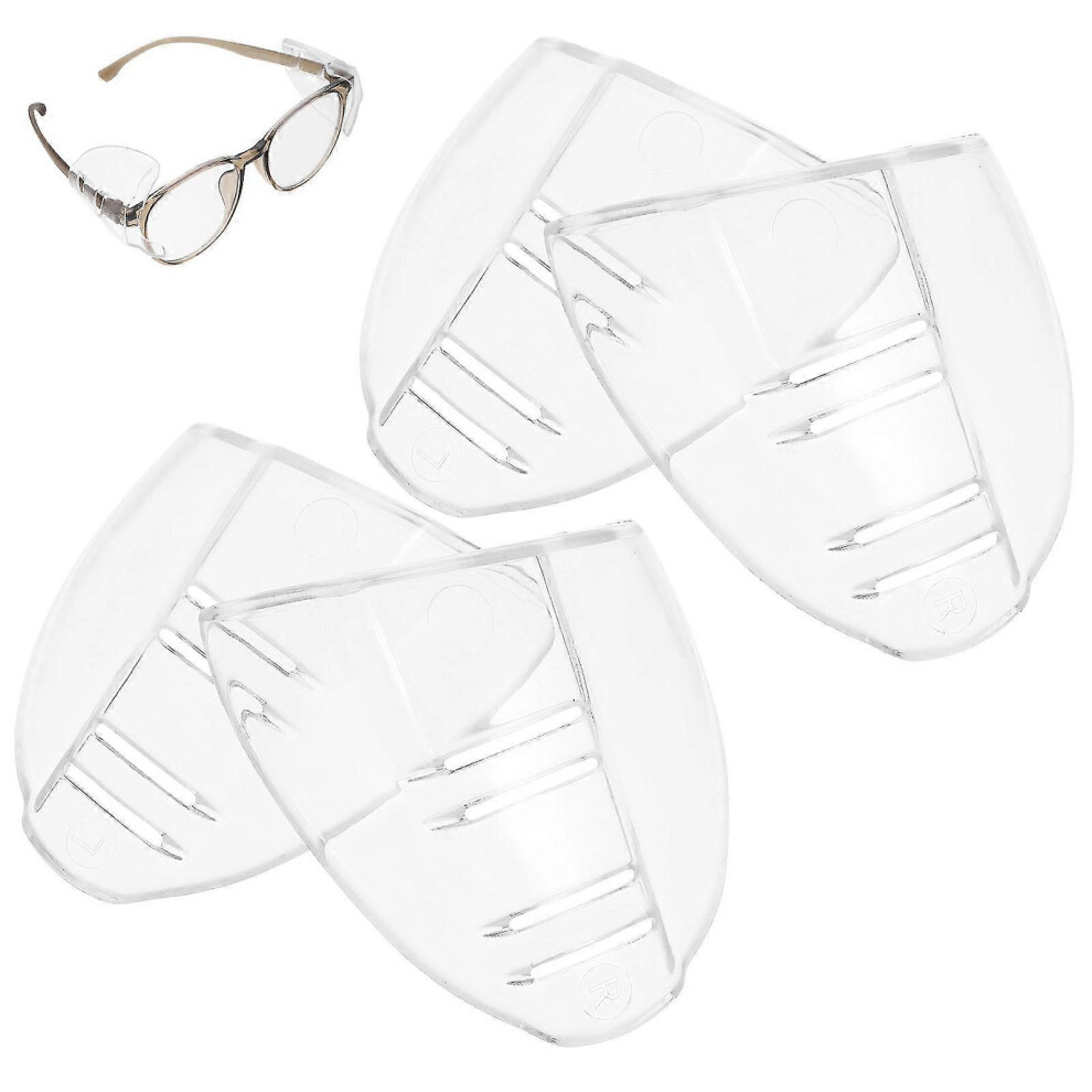 (As Shown 1, 4.70X4.50X2.00CM) 2 Pairs of Clear Eyeglasses Side Shields Protective Flexible Eyeglasses Side Shields