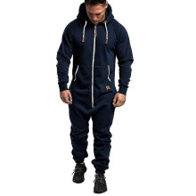 (navy blue, L) Men's Hooded Jumpsuits Tracksuit